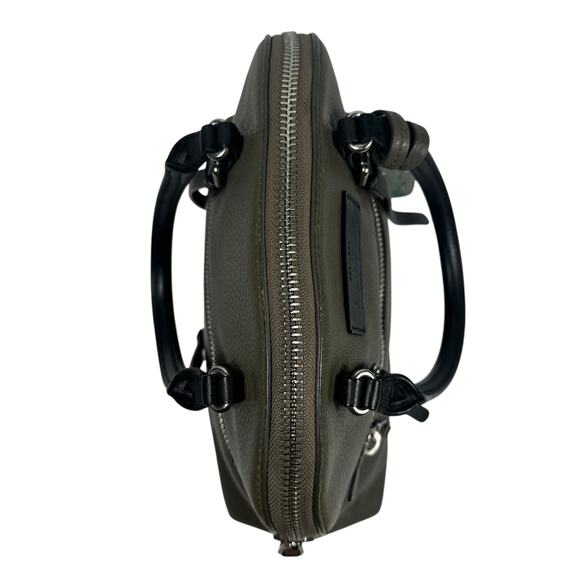 RUDSAK Genuine Leather Pebbled Moss Green Black Top Handle Satchel Shoulder Bag - Picture 5 of 16